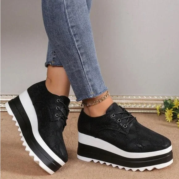Shoes Stylish Black And White Platform Sneakers Poshmark